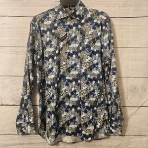 Luchiano Visconti Black Men's Size Small Bubble Square Long Slv Shirt NWT L459